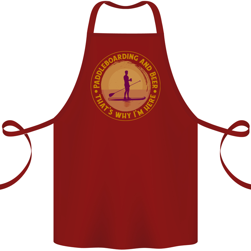 Paddle Boarding & Beer Funny Paddleboard Alcohol Cotton Apron 100% Organic Maroon