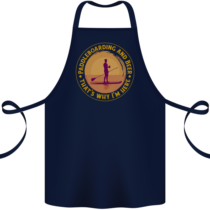 Paddle Boarding & Beer Funny Paddleboard Alcohol Cotton Apron 100% Organic Navy Blue