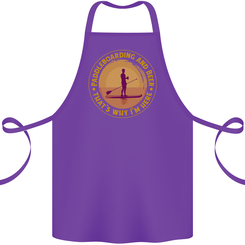 Paddle Boarding & Beer Funny Paddleboard Alcohol Cotton Apron 100% Organic Purple