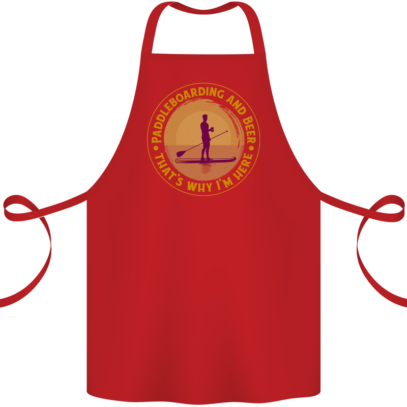 Paddle Boarding & Beer Funny Paddleboard Alcohol Cotton Apron 100% Organic Red