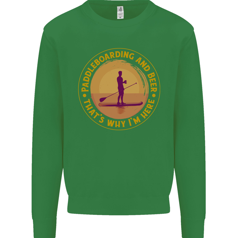 Paddle Boarding & Beer Funny Paddleboard Alcohol Kids Sweatshirt Jumper Irish Green