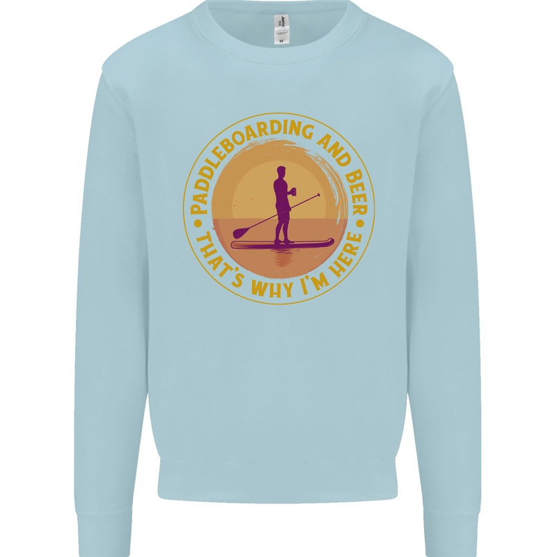 Paddle Boarding & Beer Funny Paddleboard Alcohol Kids Sweatshirt Jumper Light Blue