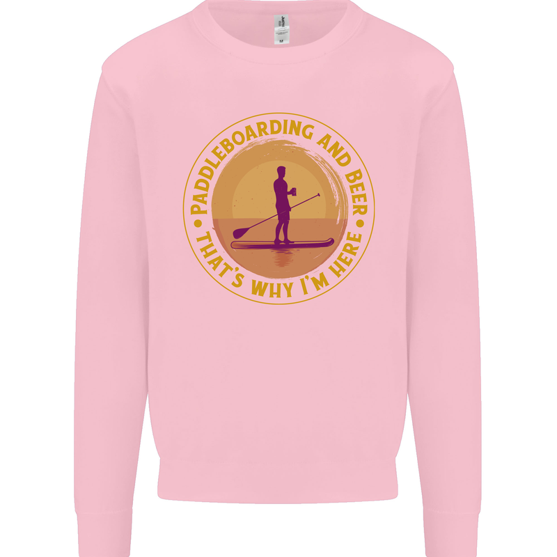 Paddle Boarding & Beer Funny Paddleboard Alcohol Kids Sweatshirt Jumper Light Pink