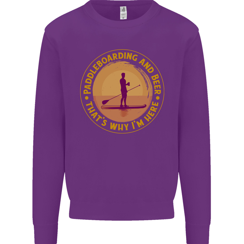 Paddle Boarding & Beer Funny Paddleboard Alcohol Kids Sweatshirt Jumper Purple