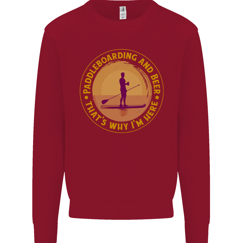 Paddle Boarding & Beer Funny Paddleboard Alcohol Kids Sweatshirt Jumper Red