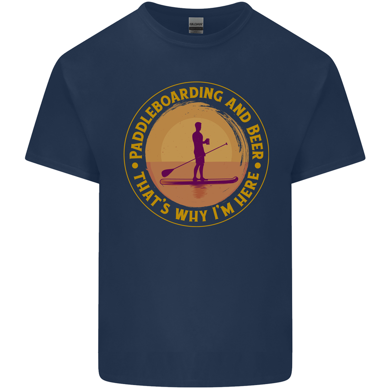 Paddle Boarding & Beer Funny Paddleboard Alcohol Kids T-Shirt Childrens Navy Blue