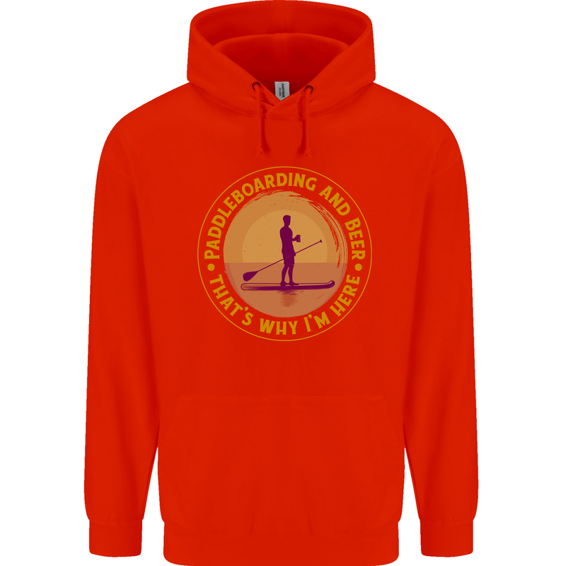 Paddle Boarding & Beer Funny Paddleboard Alcohol Mens 80% Cotton Hoodie Bright Red