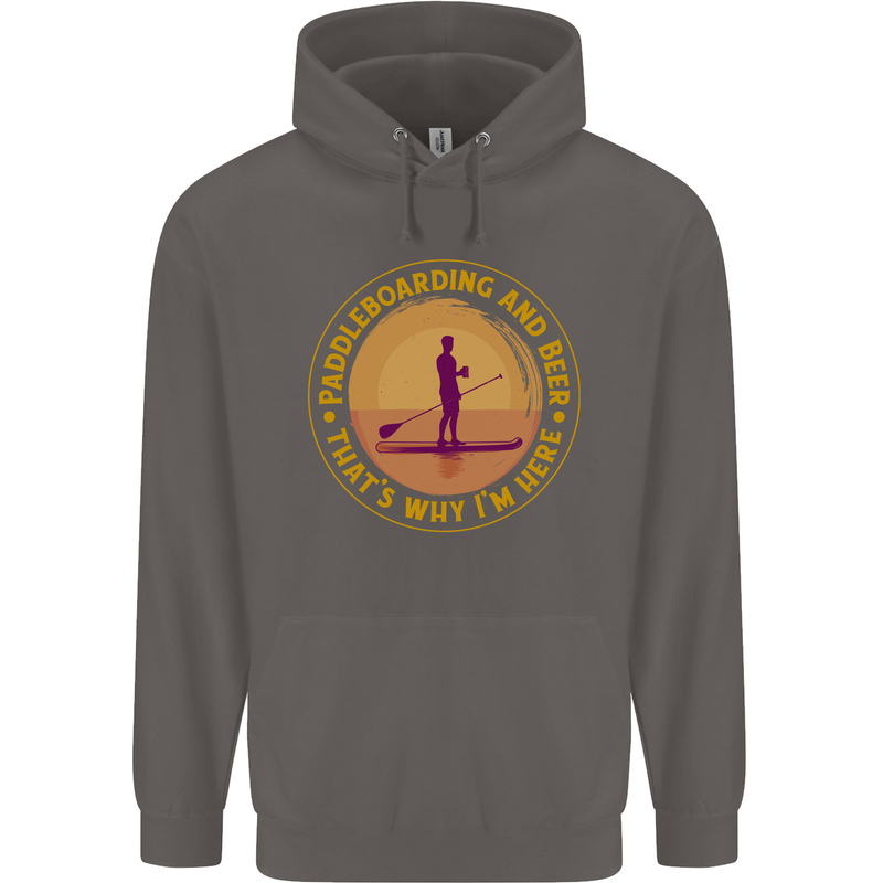 Paddle Boarding & Beer Funny Paddleboard Alcohol Mens 80% Cotton Hoodie Charcoal
