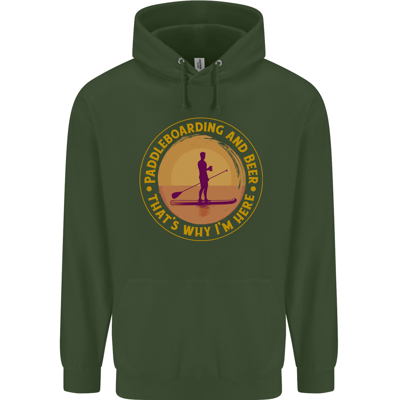 Paddle Boarding & Beer Funny Paddleboard Alcohol Mens 80% Cotton Hoodie Forest Green