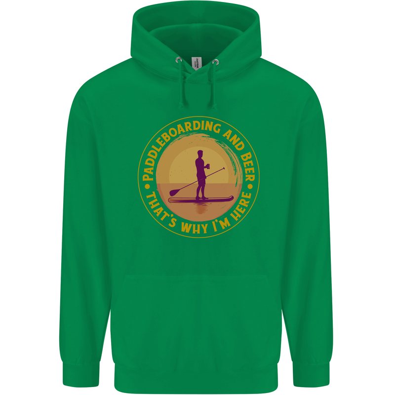 Paddle Boarding & Beer Funny Paddleboard Alcohol Mens 80% Cotton Hoodie Irish Green