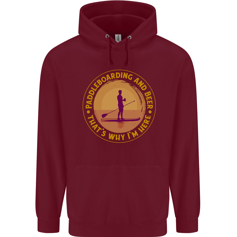 Paddle Boarding & Beer Funny Paddleboard Alcohol Mens 80% Cotton Hoodie Maroon