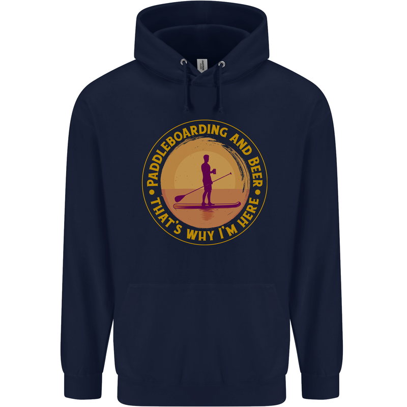Paddle Boarding & Beer Funny Paddleboard Alcohol Mens 80% Cotton Hoodie Navy Blue