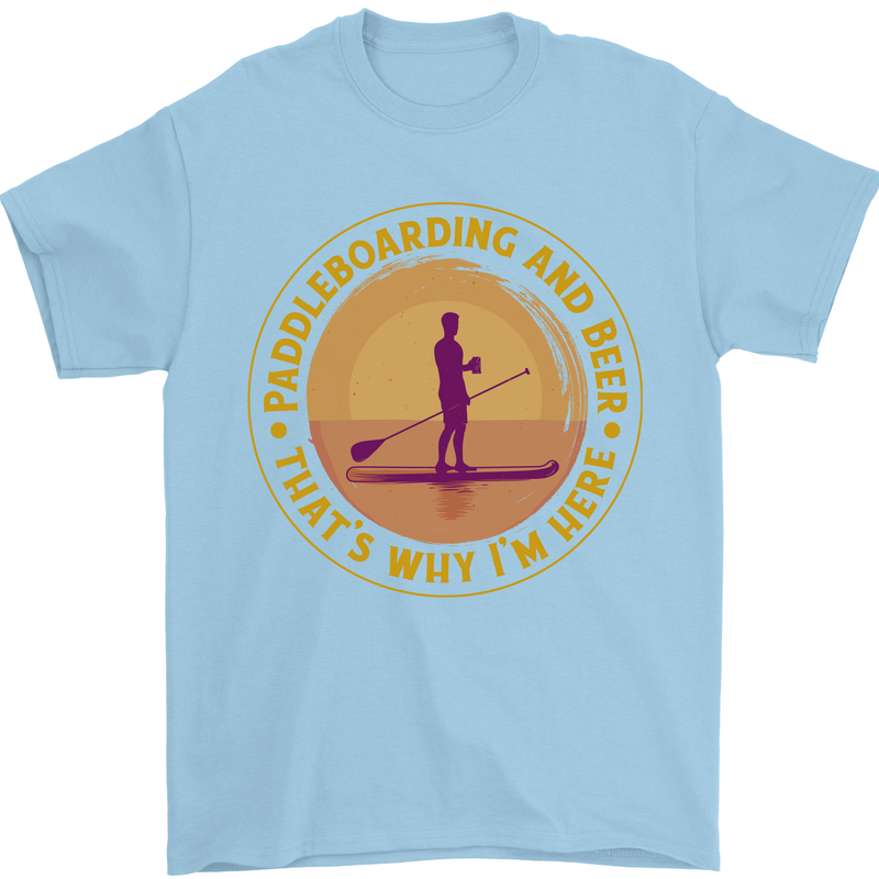 Paddle Boarding & Beer Funny Paddleboard Alcohol Mens T-Shirt 100% Cotton Light Blue