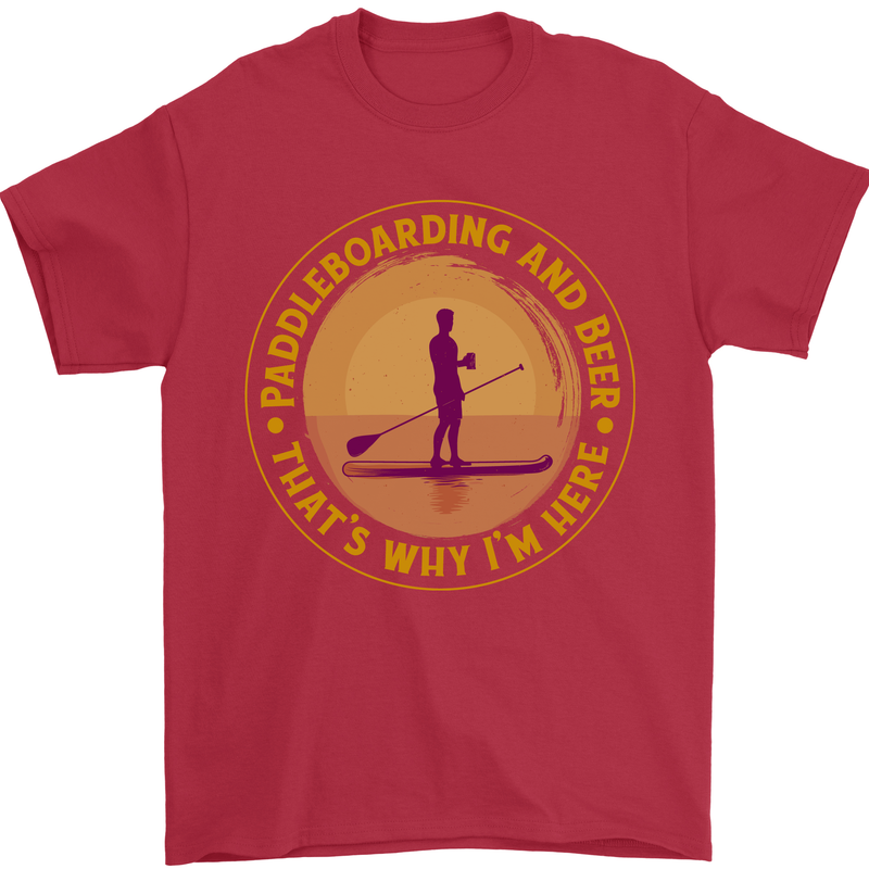Paddle Boarding & Beer Funny Paddleboard Alcohol Mens T-Shirt 100% Cotton Red