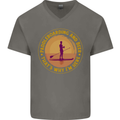 Paddle Boarding & Beer Funny Paddleboard Alcohol Mens V-Neck Cotton T-Shirt Charcoal
