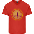 Paddle Boarding & Beer Funny Paddleboard Alcohol Mens V-Neck Cotton T-Shirt Red