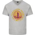 Paddle Boarding & Beer Funny Paddleboard Alcohol Mens V-Neck Cotton T-Shirt Sports Grey