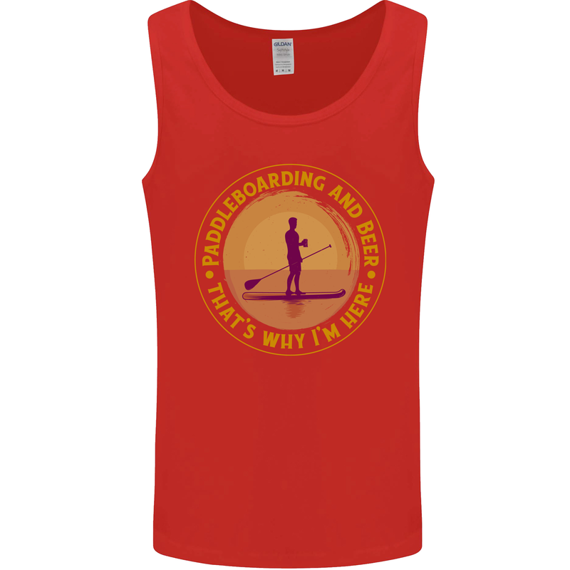 Paddle Boarding & Beer Funny Paddleboard Alcohol Mens Vest Tank Top Red