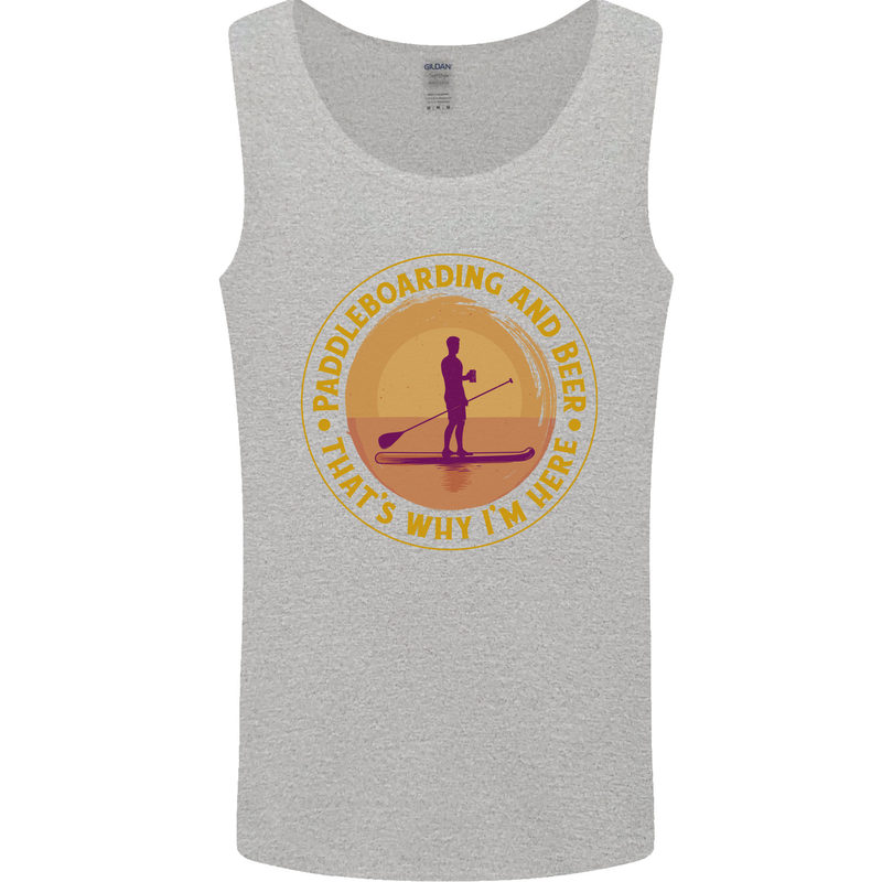 Paddle Boarding & Beer Funny Paddleboard Alcohol Mens Vest Tank Top Sports Grey