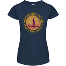 Paddle Boarding & Beer Funny Paddleboard Alcohol Womens Petite Cut T-Shirt Navy Blue