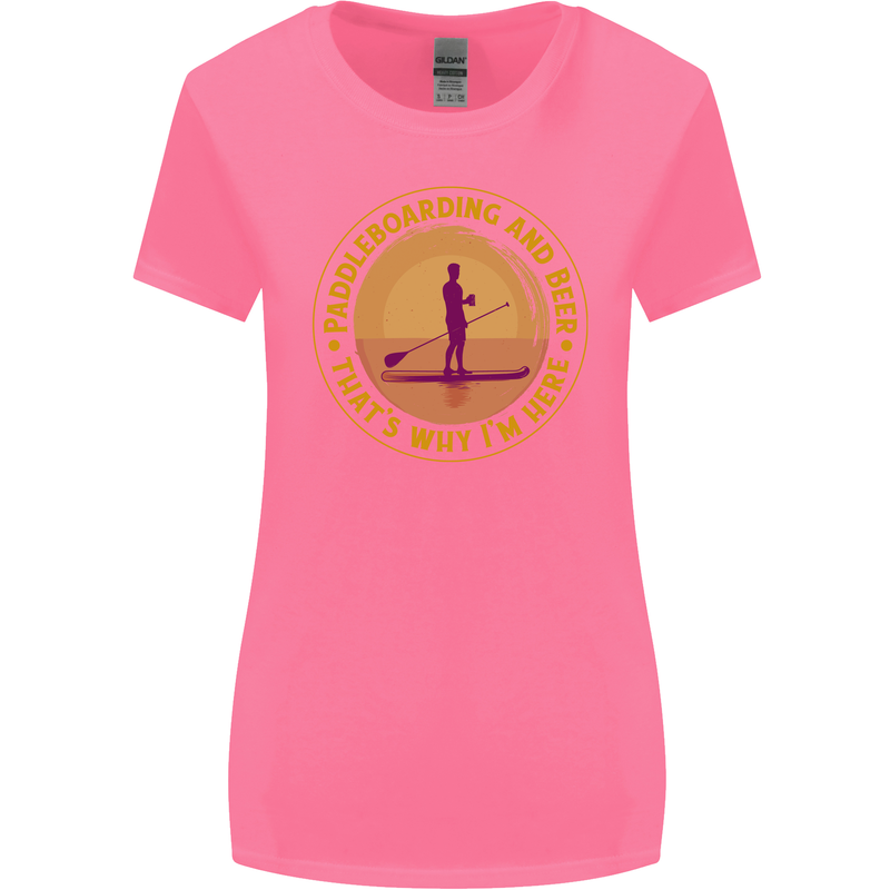 Paddle Boarding & Beer Funny Paddleboard Alcohol Womens Wider Cut T-Shirt Azalea