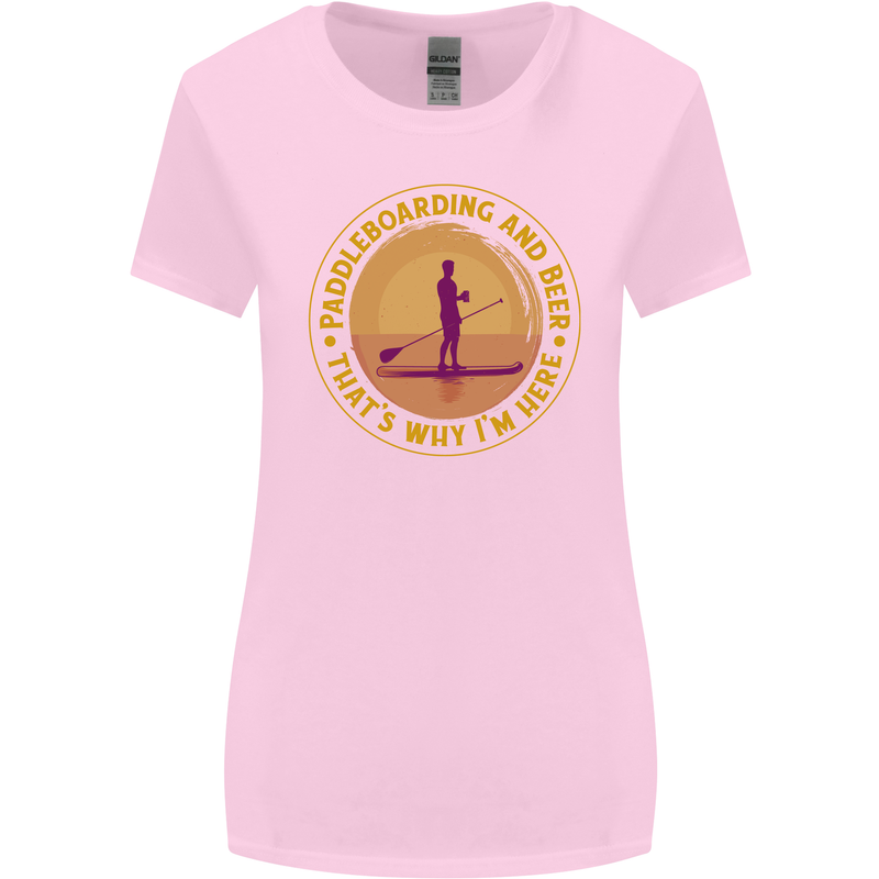 Paddle Boarding & Beer Funny Paddleboard Alcohol Womens Wider Cut T-Shirt Light Pink