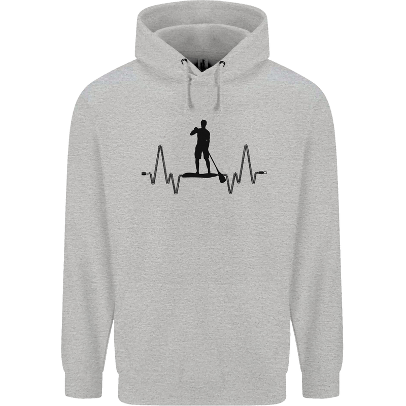 Paddleboard ECG Paddleboarding Pulse Childrens Kids Hoodie Sports Grey
