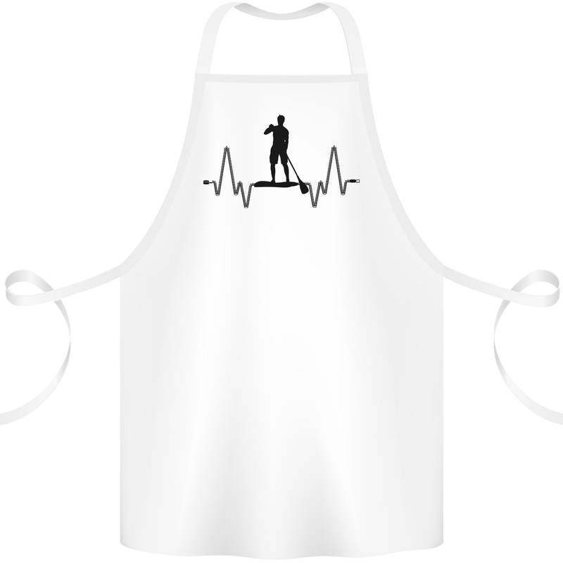 Paddleboard ECG Paddleboarding Pulse Cotton Apron 100% Organic White