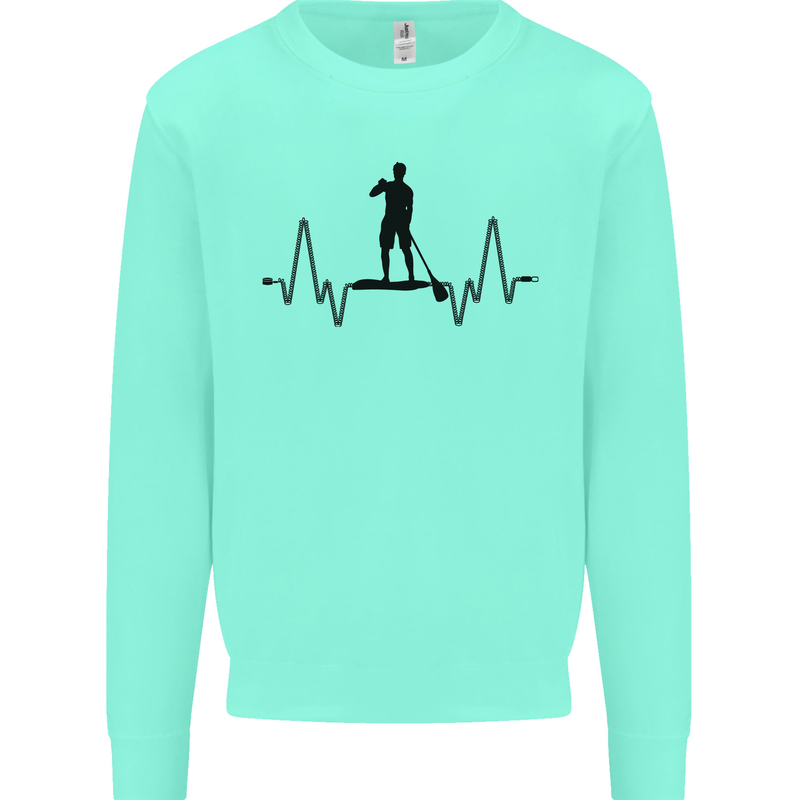 Paddleboard ECG Paddleboarding Pulse Kids Sweatshirt Jumper Peppermint