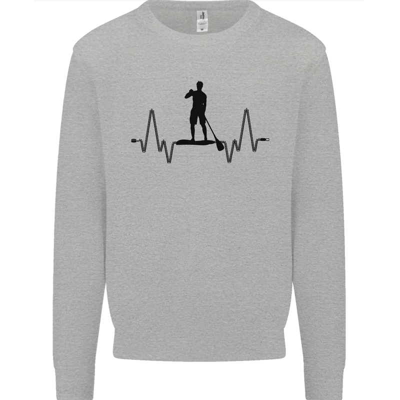 Paddleboard ECG Paddleboarding Pulse Kids Sweatshirt Jumper Sports Grey