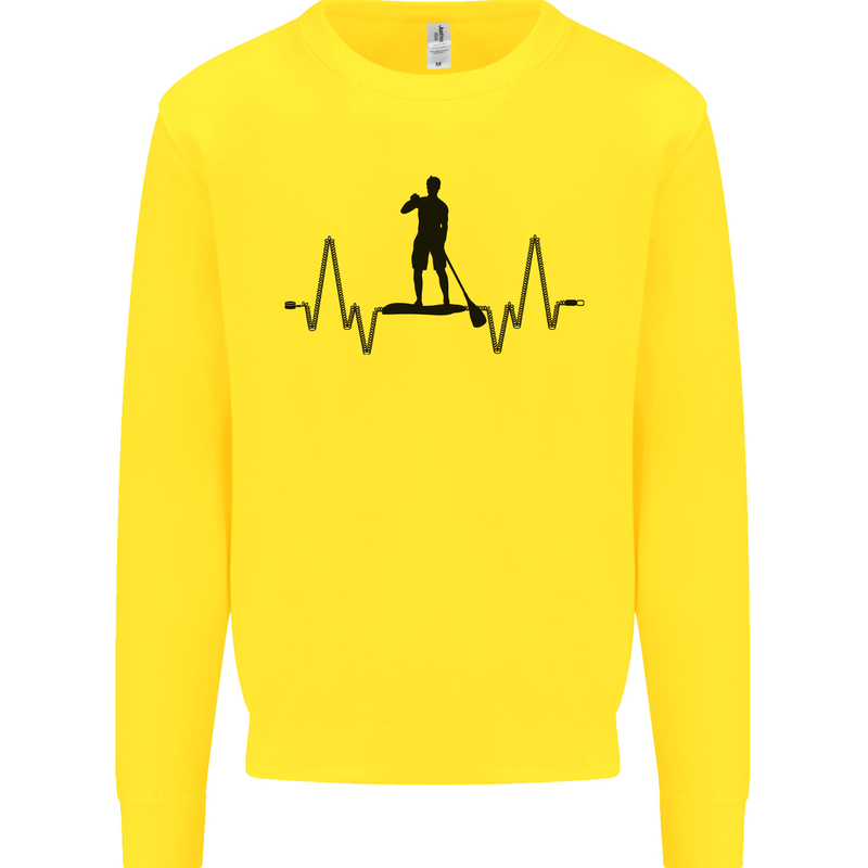 Paddleboard ECG Paddleboarding Pulse Kids Sweatshirt Jumper Yellow
