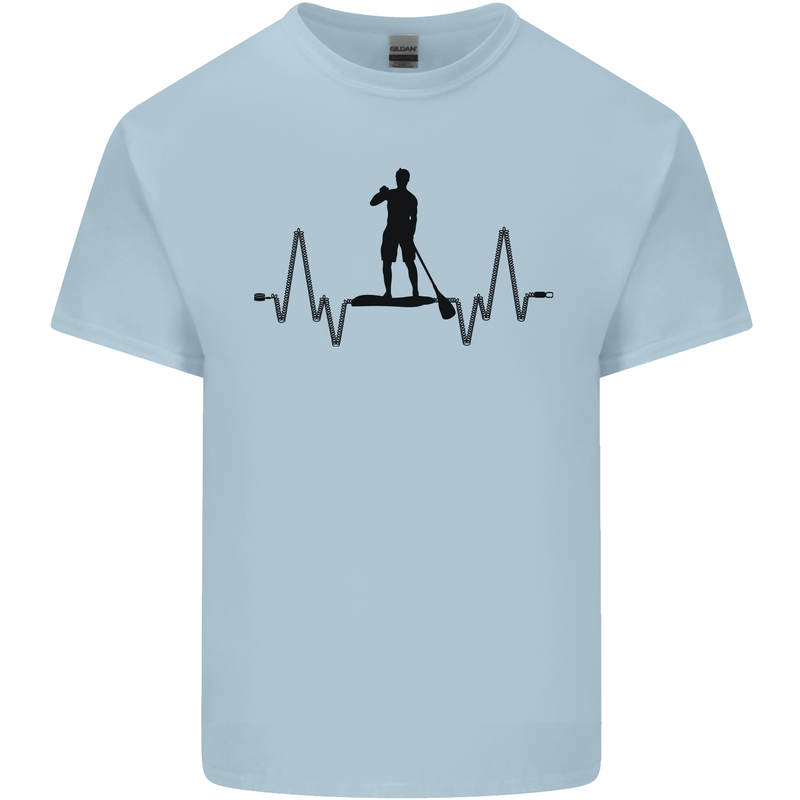 Paddleboard ECG Paddleboarding Pulse Mens Cotton T-Shirt Tee Top Light Blue