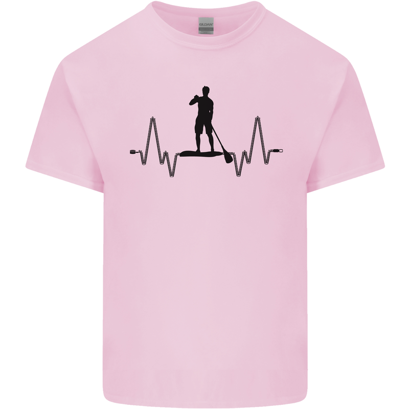 Paddleboard ECG Paddleboarding Pulse Mens Cotton T-Shirt Tee Top Light Pink