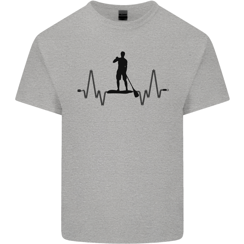 Paddleboard ECG Paddleboarding Pulse Mens Cotton T-Shirt Tee Top Sports Grey
