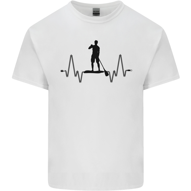 Paddleboard ECG Paddleboarding Pulse Mens Cotton T-Shirt Tee Top White