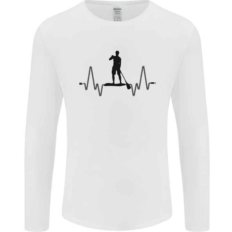 Paddleboard ECG Paddleboarding Pulse Mens Long Sleeve T-Shirt White