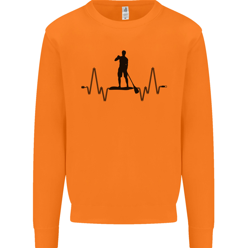 Paddleboard ECG Paddleboarding Pulse Mens Sweatshirt Jumper Orange