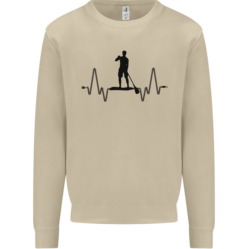 Paddleboard ECG Paddleboarding Pulse Mens Sweatshirt Jumper Sand