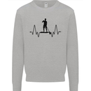 Paddleboard ECG Paddleboarding Pulse Mens Sweatshirt Jumper Sports Grey