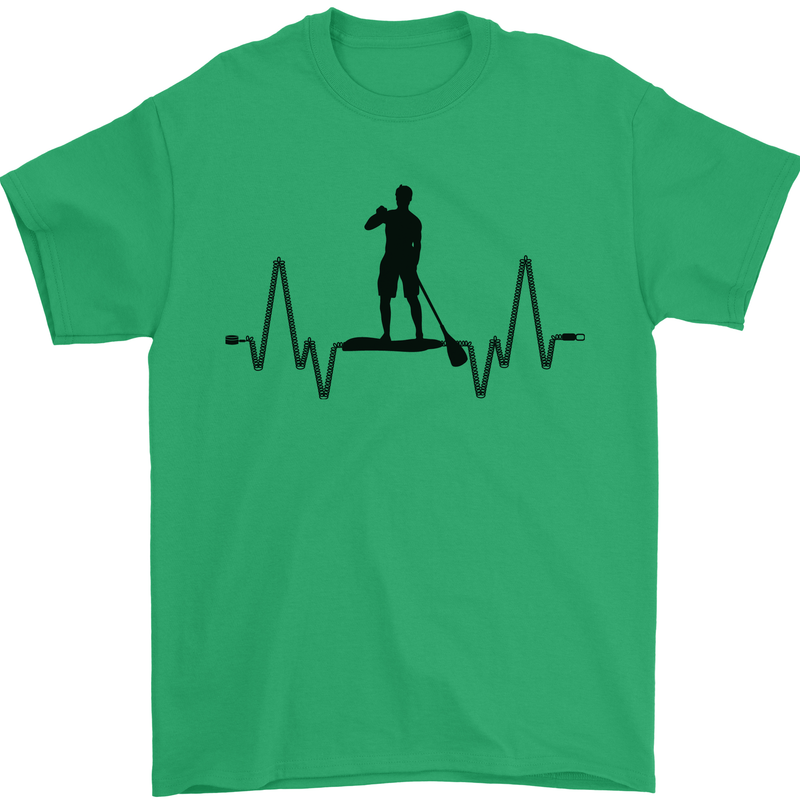 Paddleboard ECG Paddleboarding Pulse Mens T-Shirt 100% Cotton Irish Green