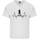 Paddleboard ECG Paddleboarding Pulse Mens V-Neck Cotton T-Shirt White