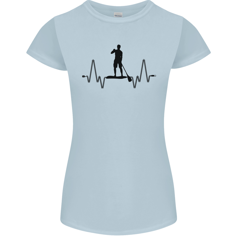 Paddleboard ECG Paddleboarding Pulse Womens Petite Cut T-Shirt Light Blue