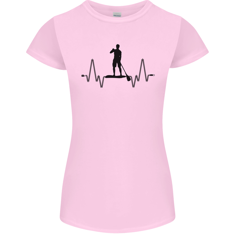 Paddleboard ECG Paddleboarding Pulse Womens Petite Cut T-Shirt Light Pink
