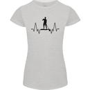 Paddleboard ECG Paddleboarding Pulse Womens Petite Cut T-Shirt Sports Grey