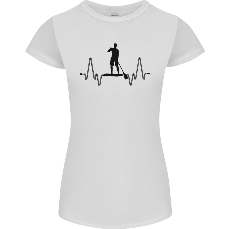 Paddleboard ECG Paddleboarding Pulse Womens Petite Cut T-Shirt White
