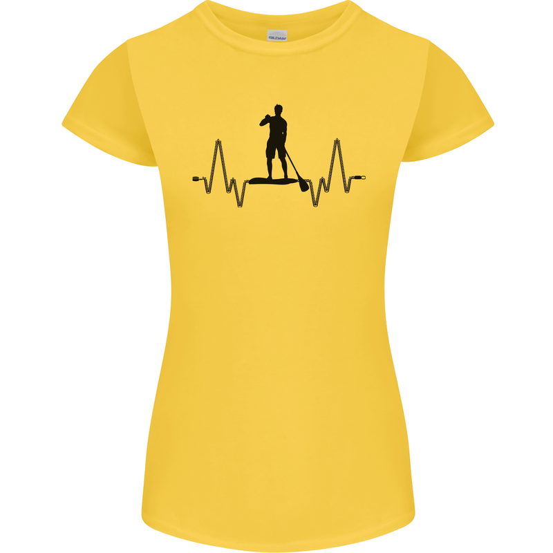 Paddleboard ECG Paddleboarding Pulse Womens Petite Cut T-Shirt Yellow