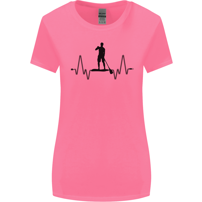 Paddleboard ECG Paddleboarding Pulse Womens Wider Cut T-Shirt Azalea