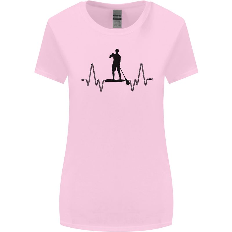 Paddleboard ECG Paddleboarding Pulse Womens Wider Cut T-Shirt Light Pink