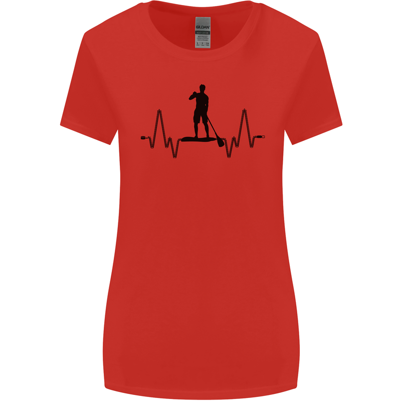Paddleboard ECG Paddleboarding Pulse Womens Wider Cut T-Shirt Red