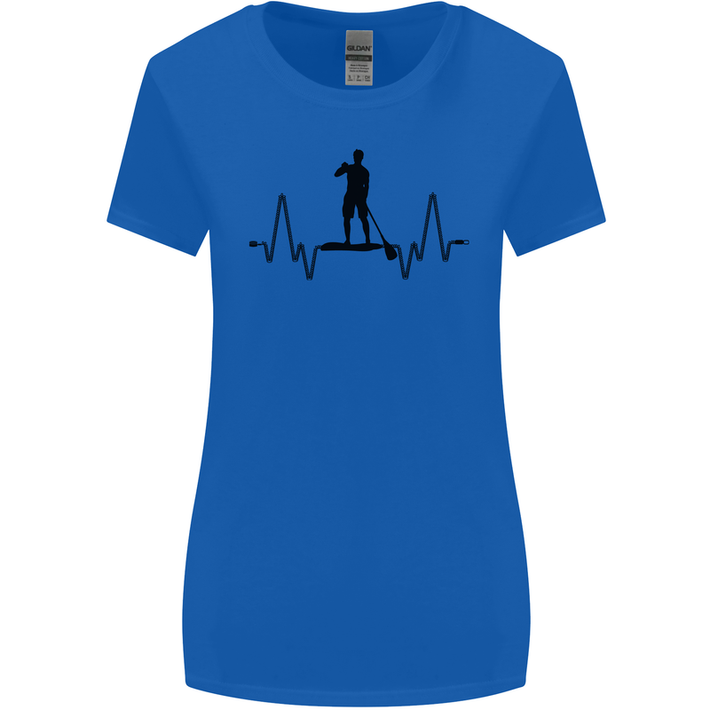 Paddleboard ECG Paddleboarding Pulse Womens Wider Cut T-Shirt Royal Blue